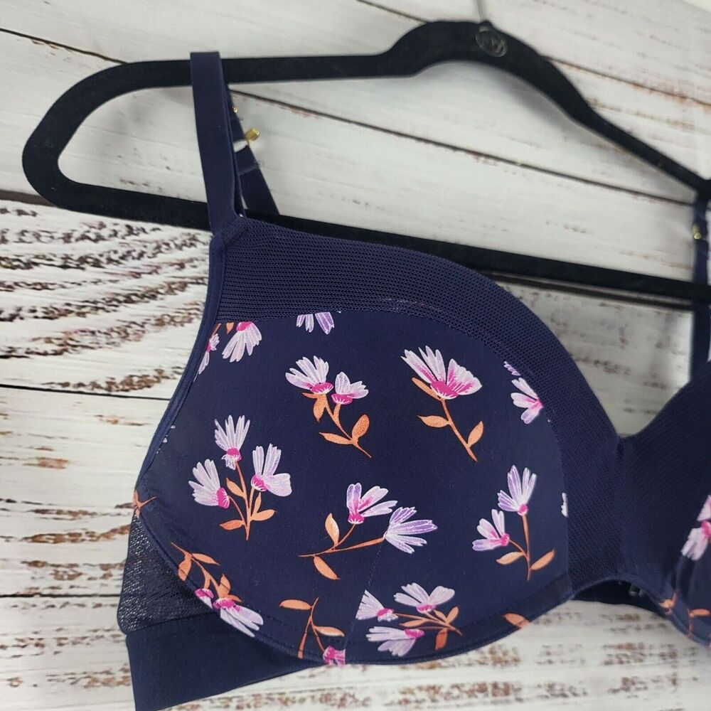 Lively Bra 34C Womens‎ Blue Floral Print Wireless Adjustable Straps - Picture 4 of 16